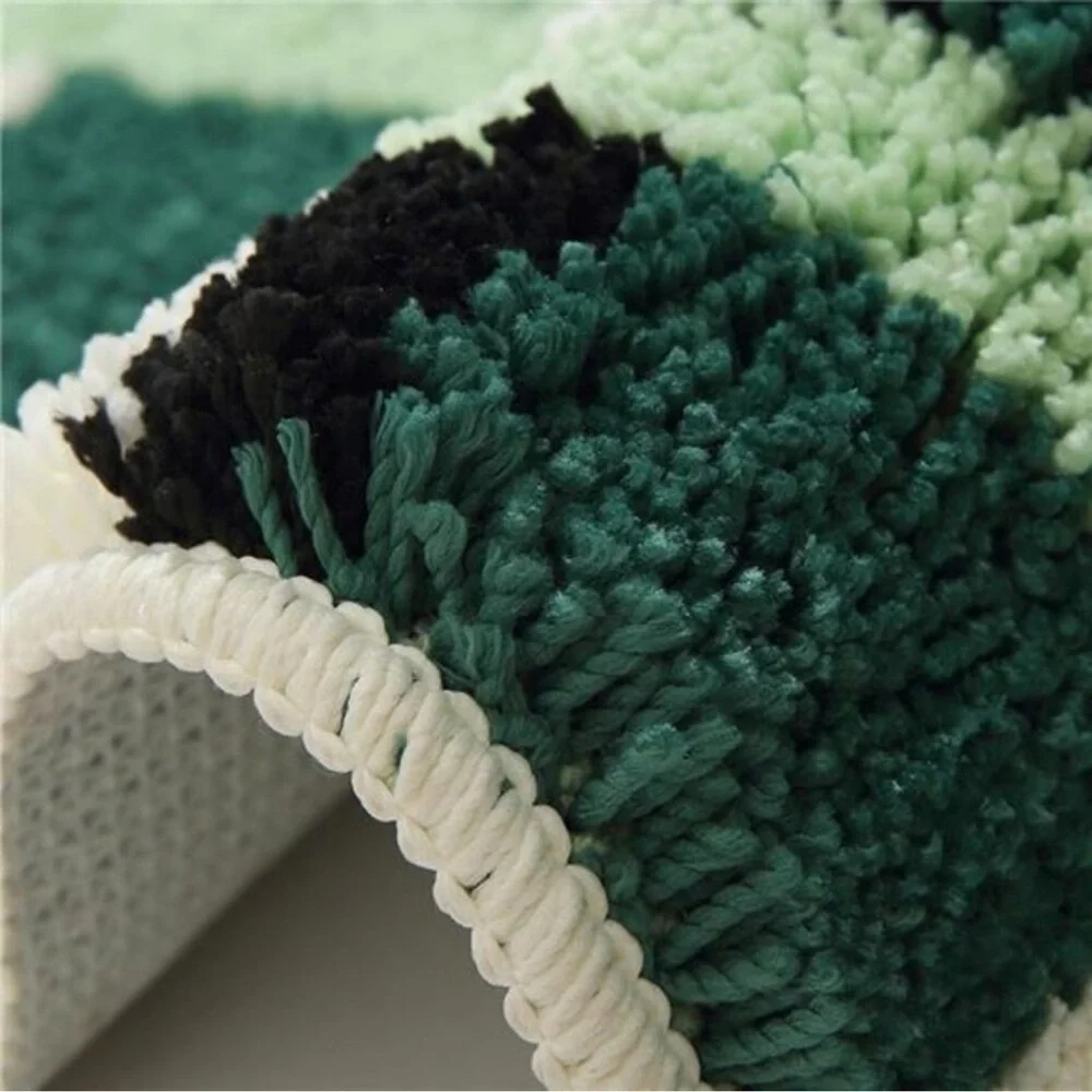 Green Checkered Bathroom Rug 24x16 Soft Absorbent Non Slip Washable Plush Bath